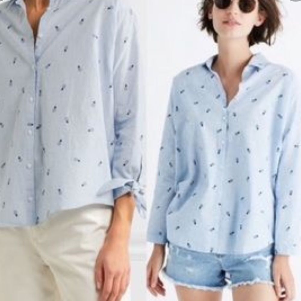 Madewell Blue Pineapples Blouse‎